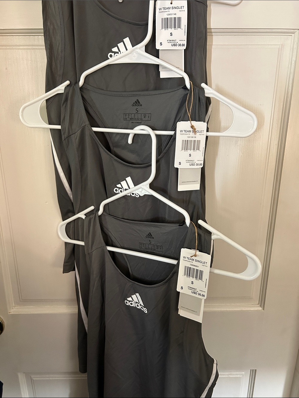 ADIDAS Gray/White Women’s Athletic Singlet LOT of 3 NWT. Reg $30 ea.  Size SMALL